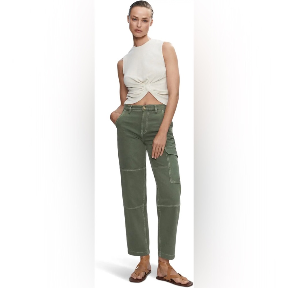 Mango straight leg cargo pants, khaki green, size 8